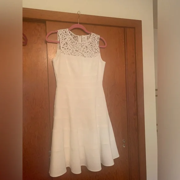 White House Black Market | Dresses | Whbm White House Black Market Aline  Ivorywhite Dress With Lace Size 2 Nwt | Poshmark